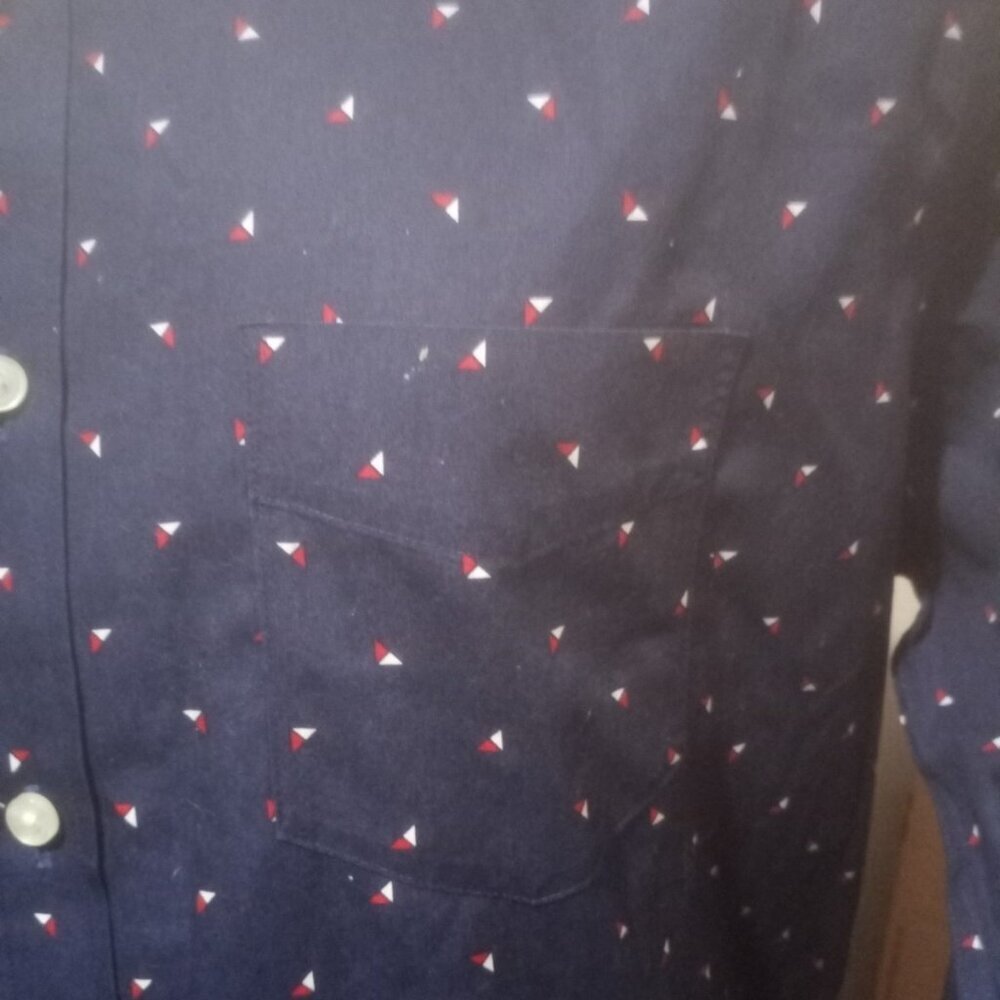 Untuckit Shirt Mens Large L Blue Geometric Nautical Preppy Performance Decoy WF - Picture 2 of 11